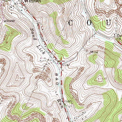 Topographic Map of Sand Lick School (historical), WV