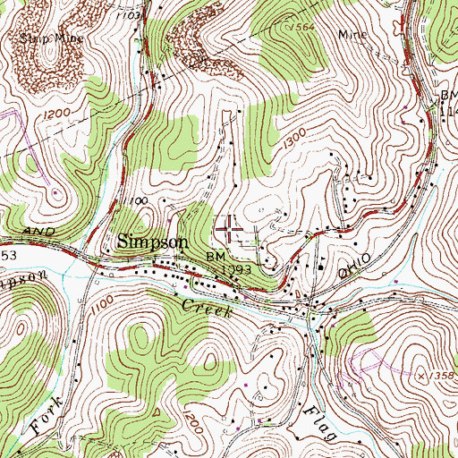 Topographic Map of Simpson Cemetery, WV