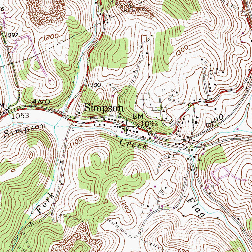 Topographic Map of Simpson Post Office, WV