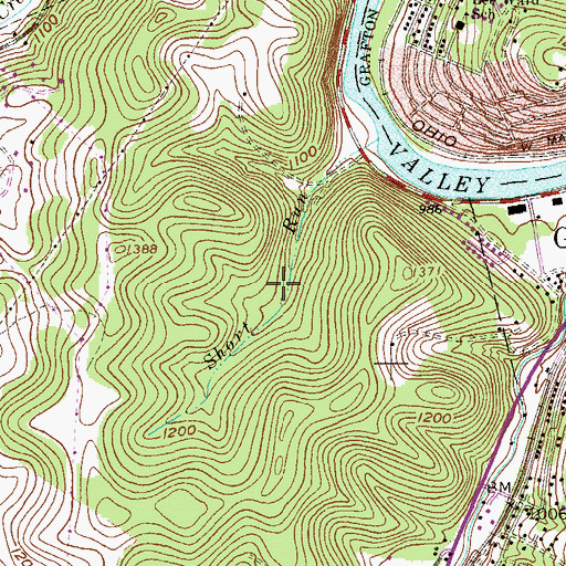 Topographic Map of Taylor County, WV