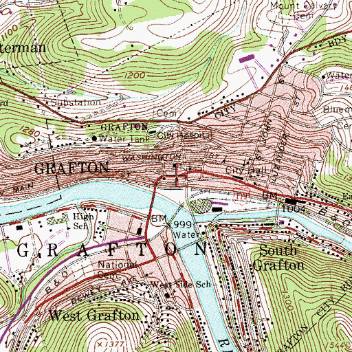 Topographic Map of Taylor County Jail (historical), WV