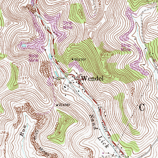 Topographic Map of Wendel Post Office, WV