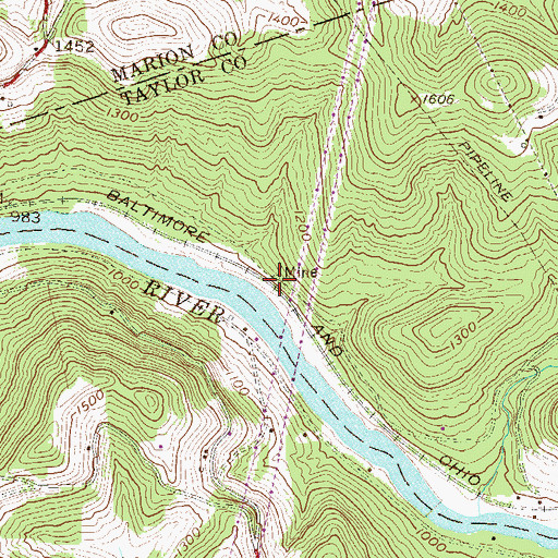 Topographic Map of Winona (historical), WV