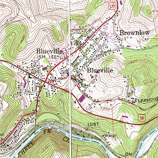 Topographic Map of Blueville Church of Christ, WV