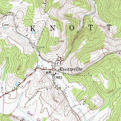 Topographic Map of Knottsville Cemetery, WV