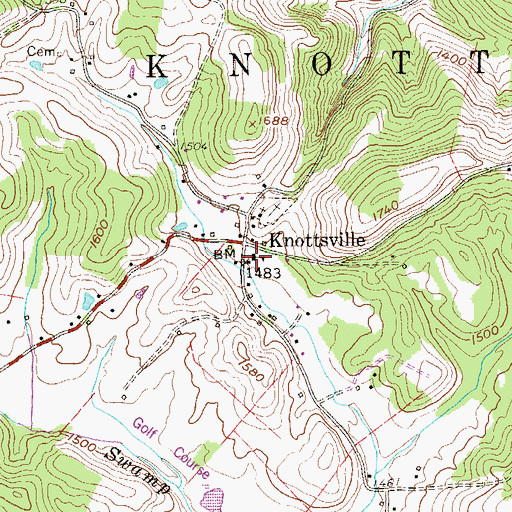 Topographic Map of Knottsville School (historical), WV