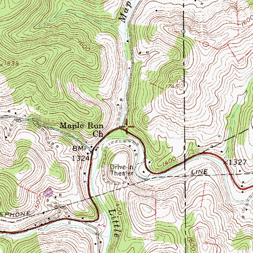 Topographic Map of Maple Run School (historical), WV