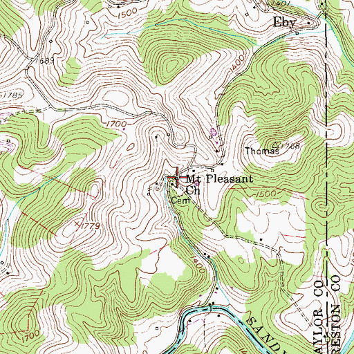 Topographic Map of Mount Pleasant School (historical), WV