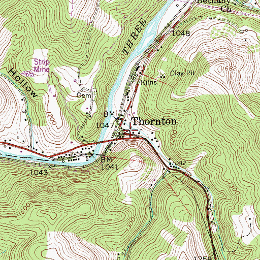 Topographic Map of Thornton United Methodist Church, WV