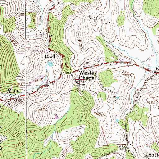 Topographic Map of Wesley Chapel Cemetery, WV