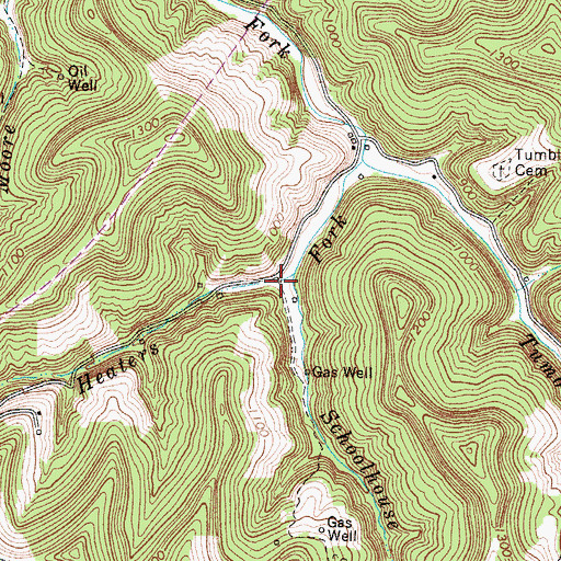 Topographic Map of Heaters Fork School (historical), WV