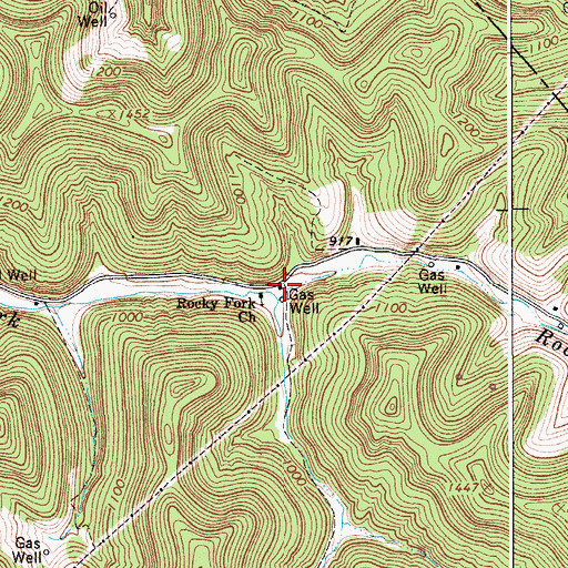 Topographic Map of Rocky Fork School (historical), WV