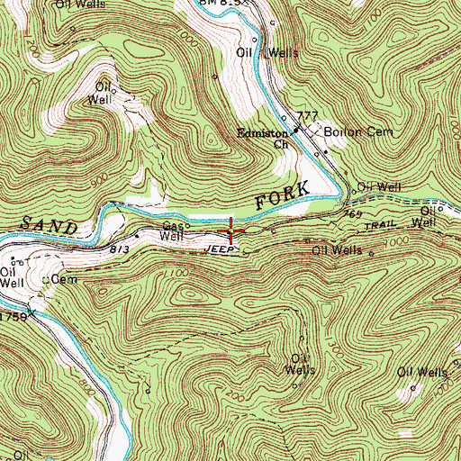 Topographic Map of Sand Fork School (historical), WV