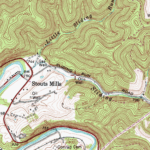 Topographic Map of Slidinghill School (historical), WV