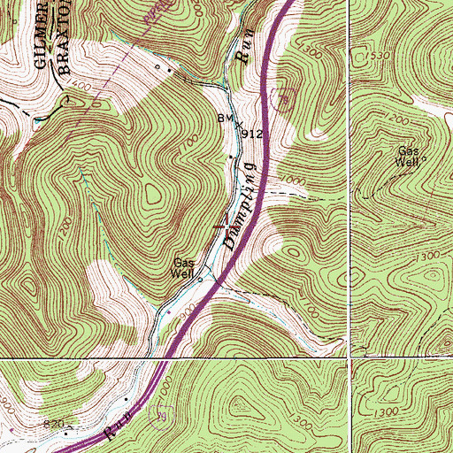 Topographic Map of Dumpling Run School (historical), WV