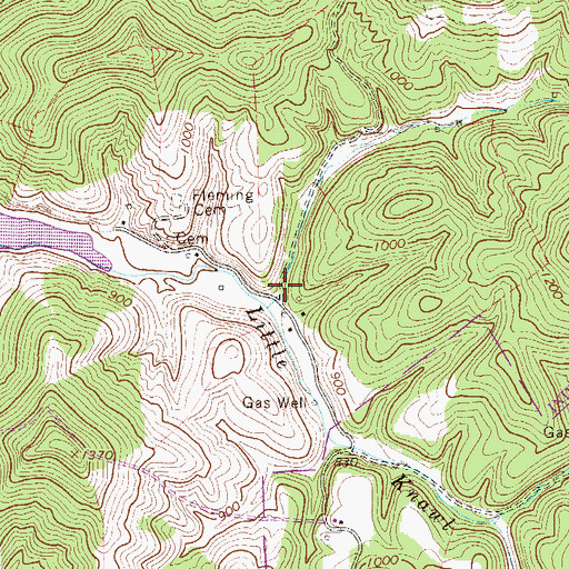 Topographic Map of Little Knawl Creek School (historical), WV