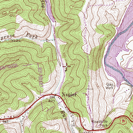 Topographic Map of Lower Big Run School (historical), WV