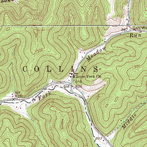 Topographic Map of Clover Fork School (historical), WV