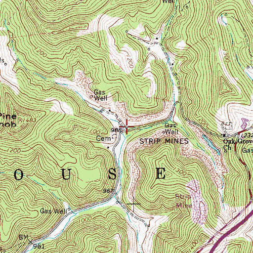 Topographic Map of Oak Grove School (historical), WV
