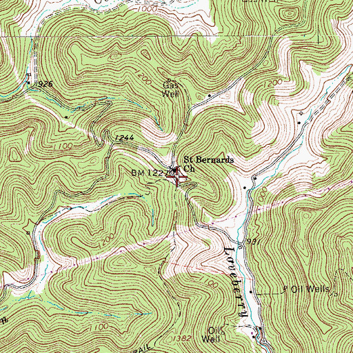 Topographic Map of Saint Bernards School (historical), WV