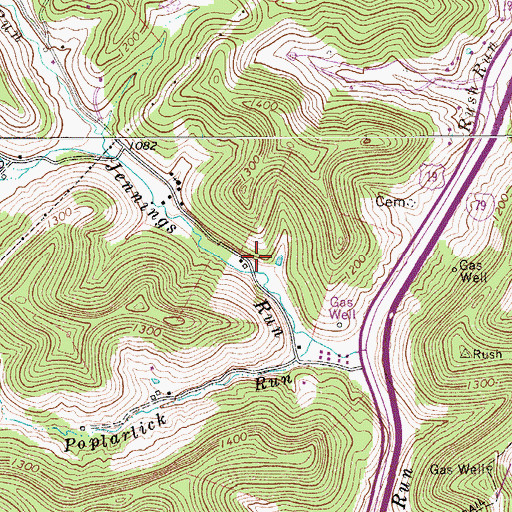 Topographic Map of Ward School (historical), WV