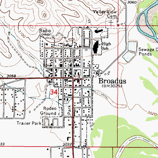 Topographic Map of Henry A Malley Memorial Library, MT