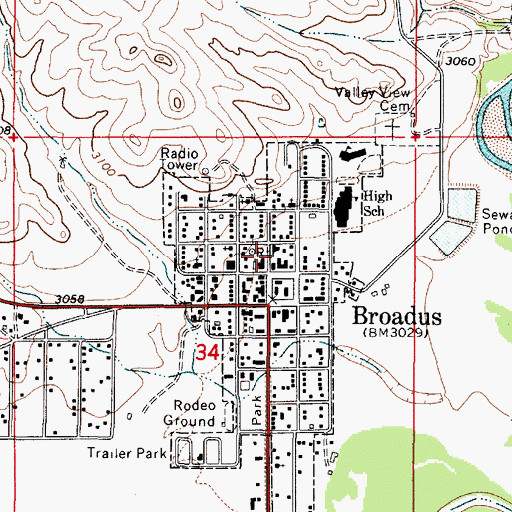 Topographic Map of Powder River Historical Museum, MT