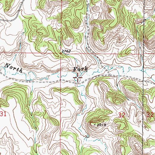 Topographic Map of South Fork North Prong Indian Creek, MT
