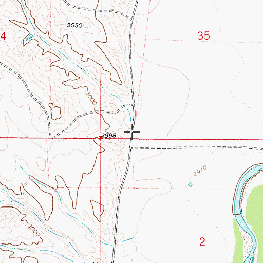 Topographic Map of Rough Creek, MT
