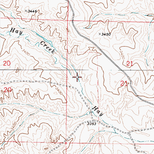 Topographic Map of Little Hay Creek, MT