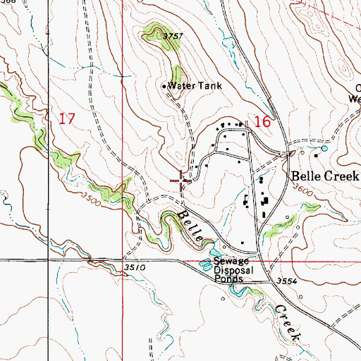 Topographic Map of Belle Creek Church, MT