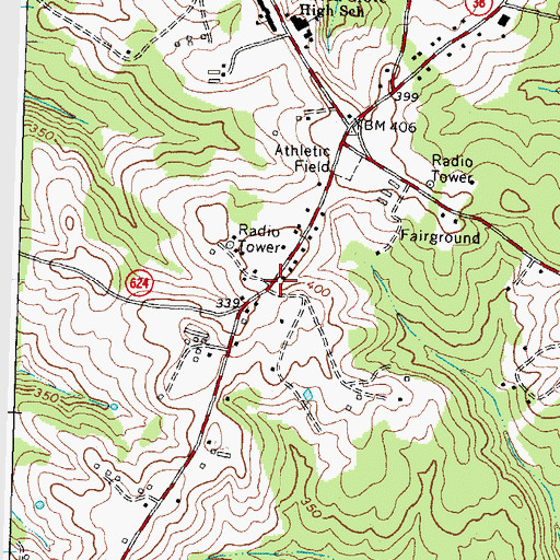 Topographic Map of Five Forks (historical), VA