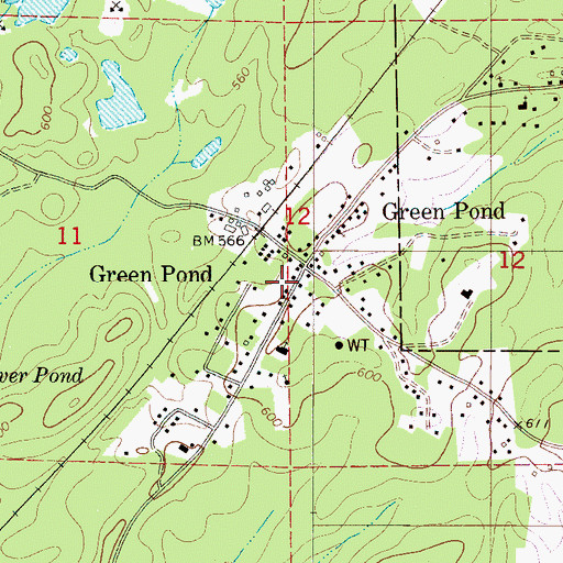 Topographic Map of Green Pond Post Office, AL