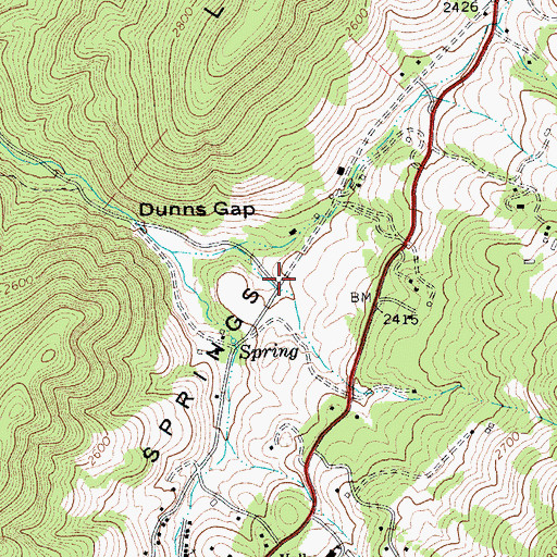 Topographic Map of Dunns (historical), VA
