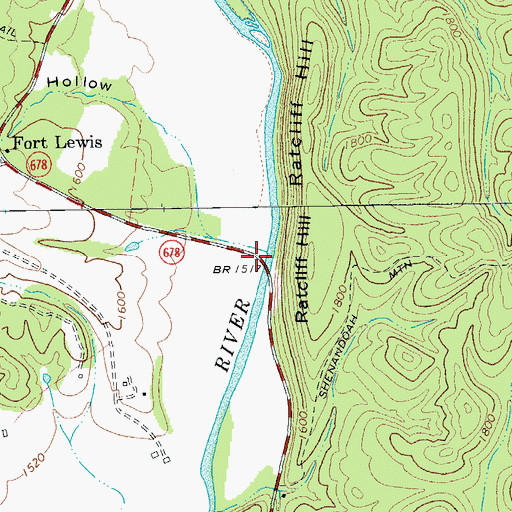 Topographic Map of Fort Lewis (historical), VA