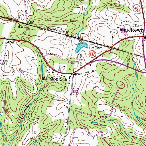 Topographic Map of Mount Zion Chuch (historical), VA