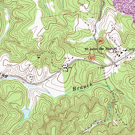 Topographic Map of Oak Hill School (historical), VA