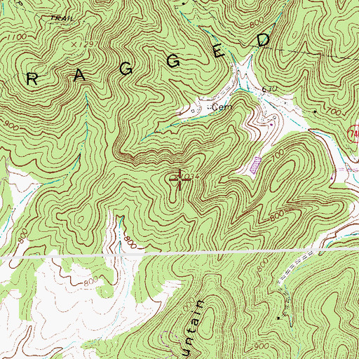 Topographic Map of Pryors Mountain, VA