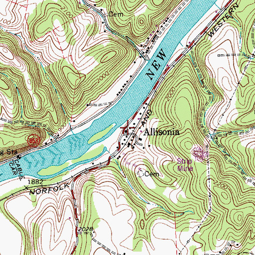 Topographic Map of Allisonia Methodist Church, VA