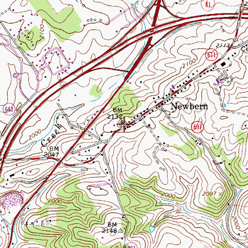 Topographic Map of Newbern Christian Church, VA
