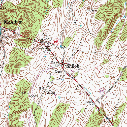 Topographic Map of Shiloh Christian Church, VA