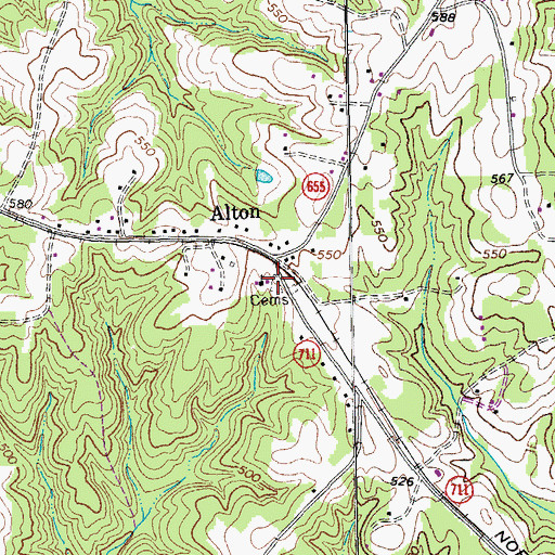 Topographic Map of Alton Cemetery, VA