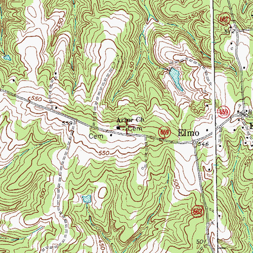 Topographic Map of Arbor Cemetery, VA
