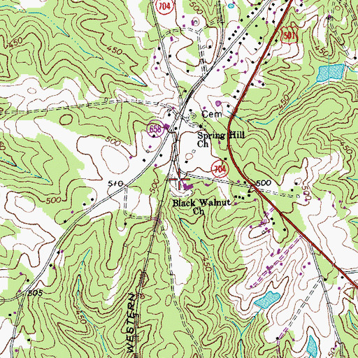 Topographic Map of Black Walnut Cemetery, VA