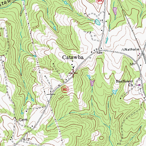 Topographic Map of Catawba Cemetery, VA