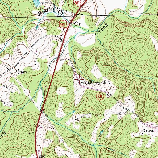 Topographic Map of Childrey Cemetery, VA