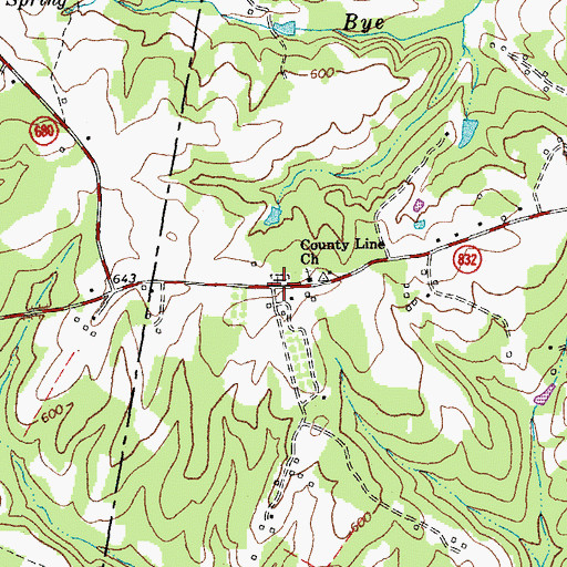 Topographic Map of County Line Cemetery, VA