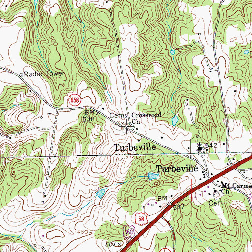 Topographic Map of Crossroads Cemetery, VA