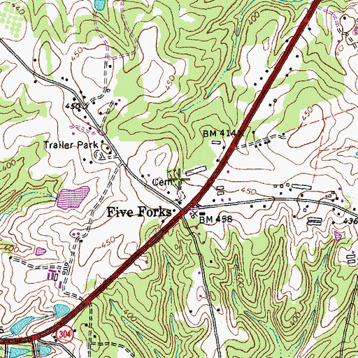 Topographic Map of Five Forks Cemetery, VA