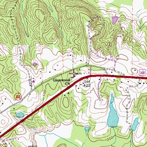 Topographic Map of Glenwood Cemetery, VA
